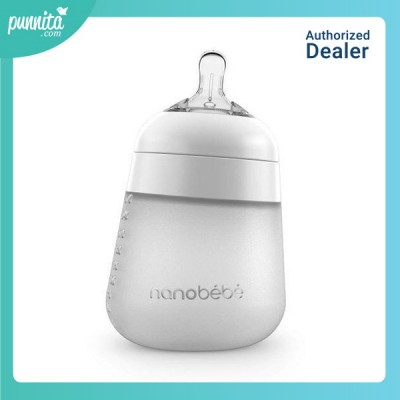Nanobebe Flexy silicone bottle single pack 9Oz ขวดนมซิลิโคนรุ่นใหม่ล่าสุด สี White
